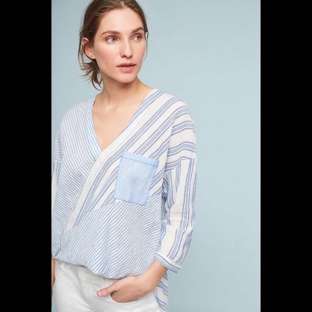 HP 🎉 Anthropologie Holding Horses Blue Stripe Top